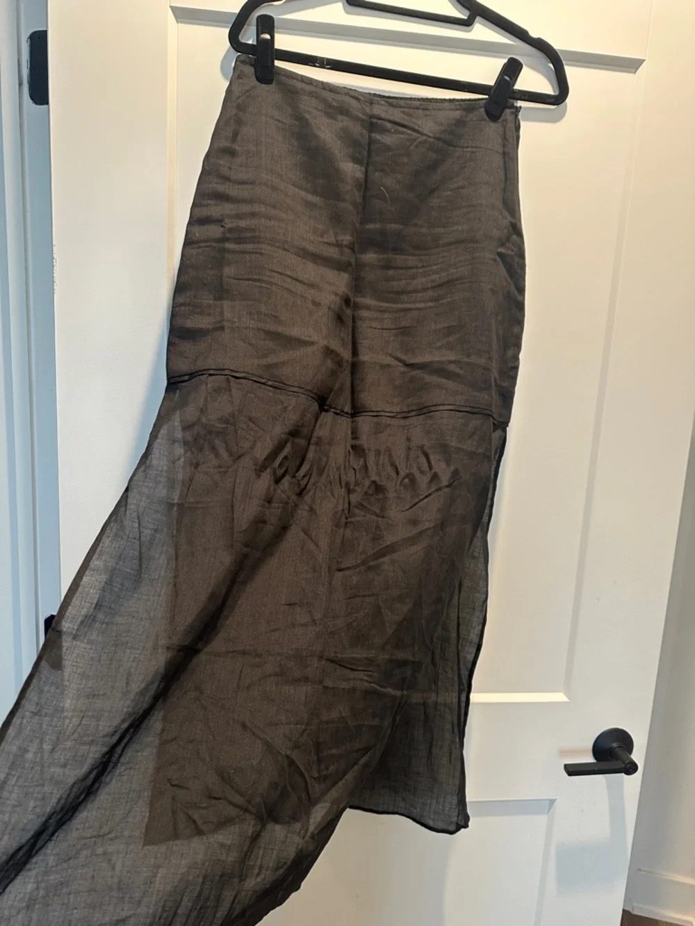 DISSH Black Sheer Tiered Midi Skirt - Picture 1 of 3